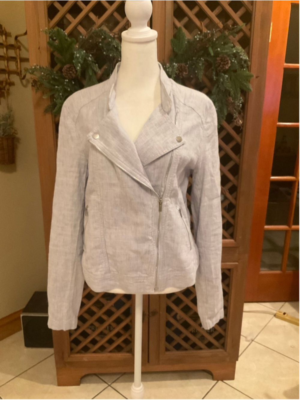 NWT LOFT Linen Blend Moto Jacket Size Medium